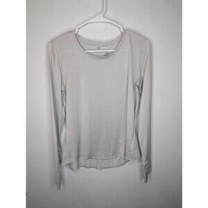 Prana Women's Long Sleeve Shirt Medium Light Grey Thumbholes Yoga Active Top